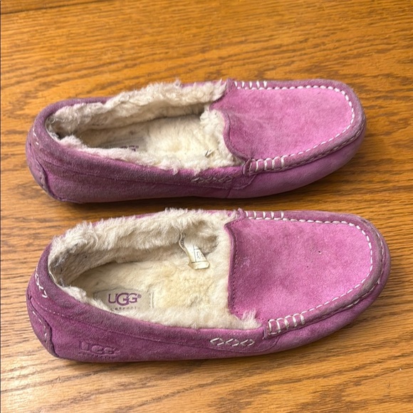 UGG Fuzzy Pink Suede Loafers - Picture 2 of 4